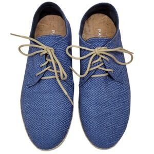 Patara Tej Blue Nomad Mens Lace Up Dimond Pattern Oxford Espadrille Sz 41/8 H346